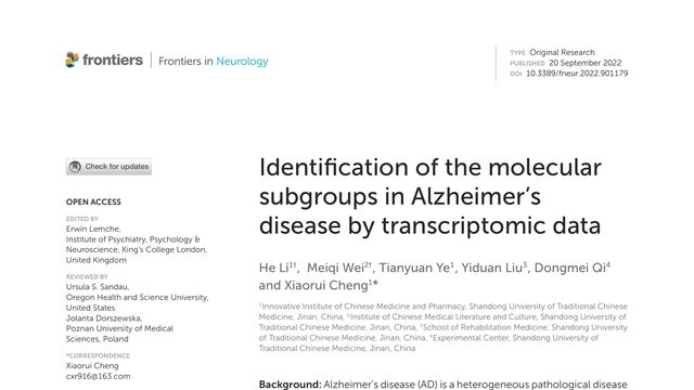 Identification of the molecular subgroups in Alzheimer's disease by transcriptomic data