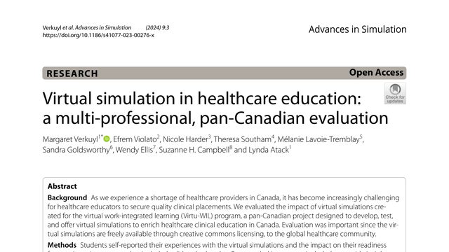 Virtual simulation in healthcare education: a multi-professional, pan-Canadian evaluation