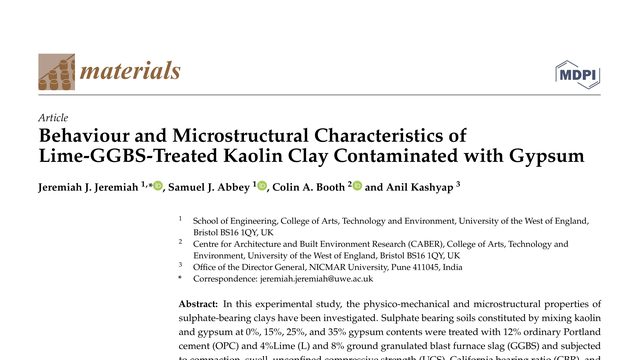Behaviour and Microstructural Characteristics of Lime-GGBS-Treated Kaolin Clay Contaminated with Gypsum