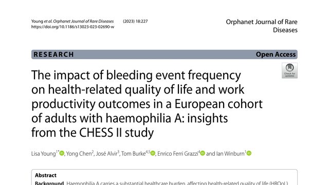 The impact of bleeding event frequency on health-related quality of life and work productivity outcomes in a European cohort of adults with haemophilia A: insights from the CHESS II study
